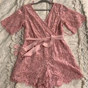 Pink Lace Romper